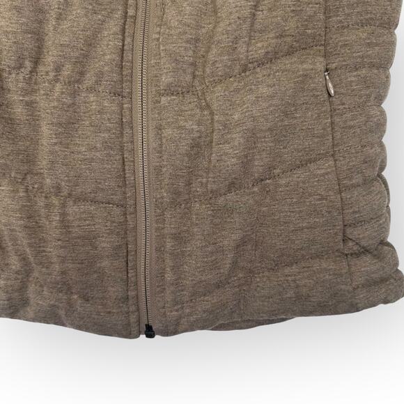 Be by Blanc Noir Women's Jersey Puffer Vest S Heathered Brown Quilted Hooded - Picture 3 of 8